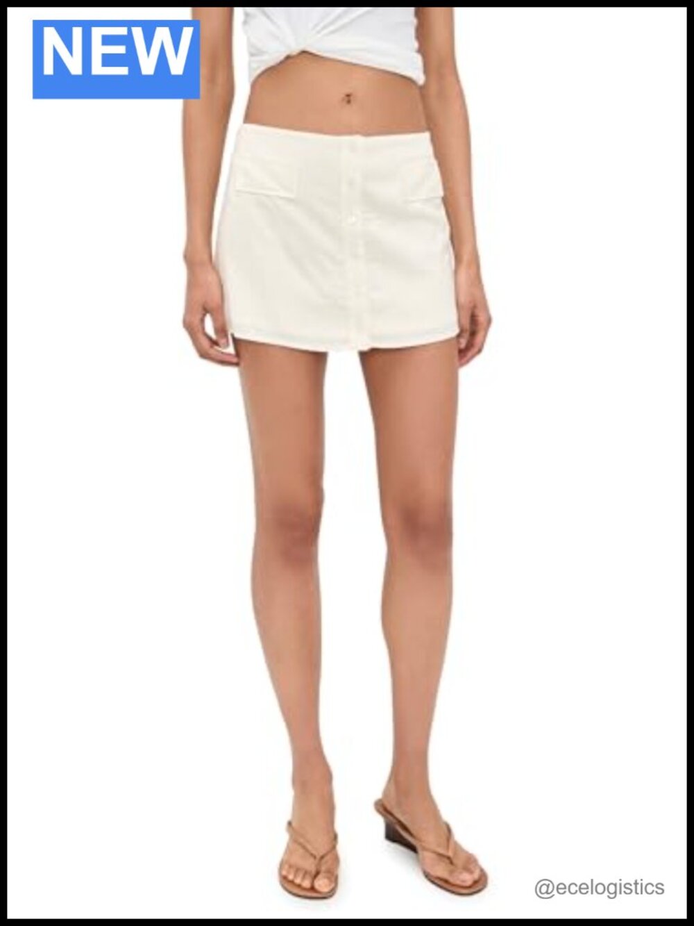 Flutter Sleeve Linen Blend Mini Skirt White